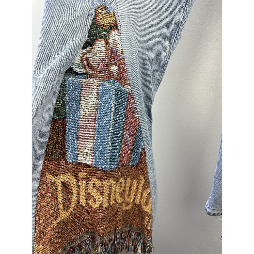 Playboy PacSun Reworked Upcycled Patchwork Denim Jeans Tapestry Boho Women's 27 - Picture 8 of 15